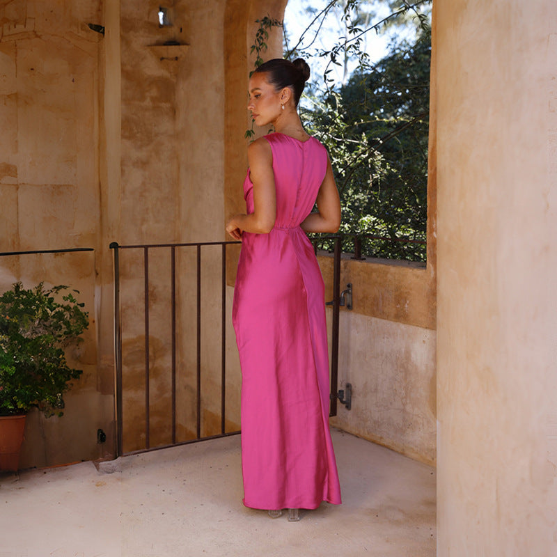 Sexy Deep V Neck Sleeveless Backless Evening Gown