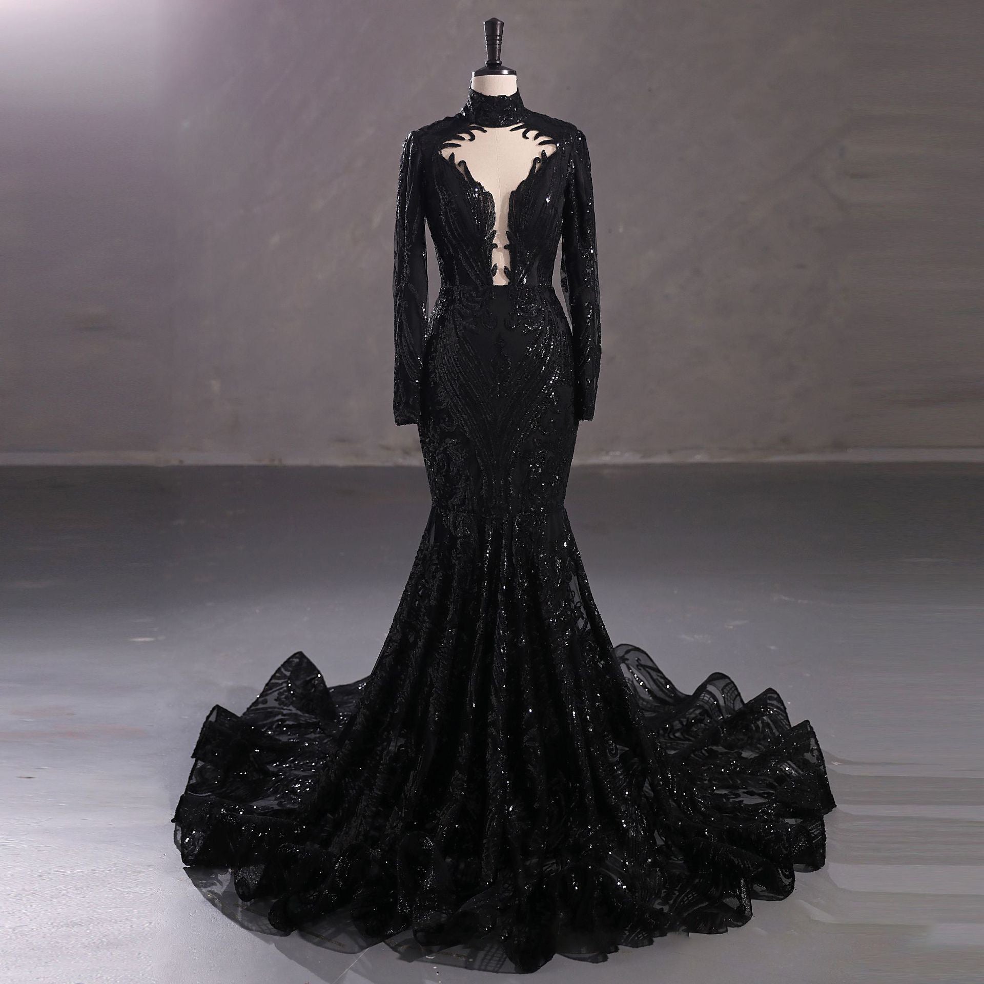 Luxury Long Sleeve High Waist Evening Dress/Wedding Dresses