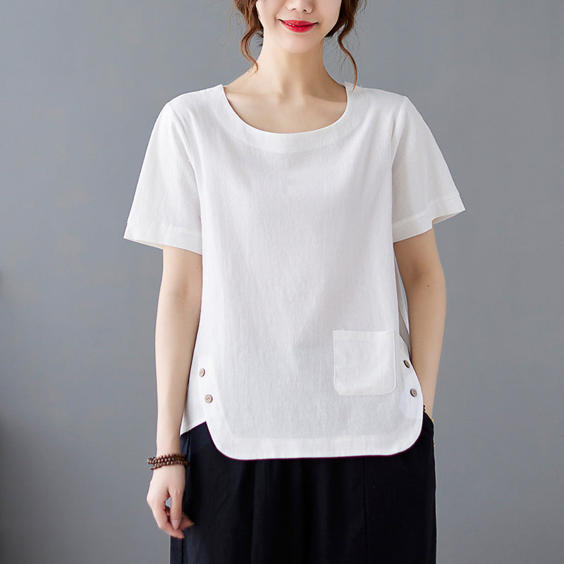 Vintage Stripe Cotton Linen T-Shirt