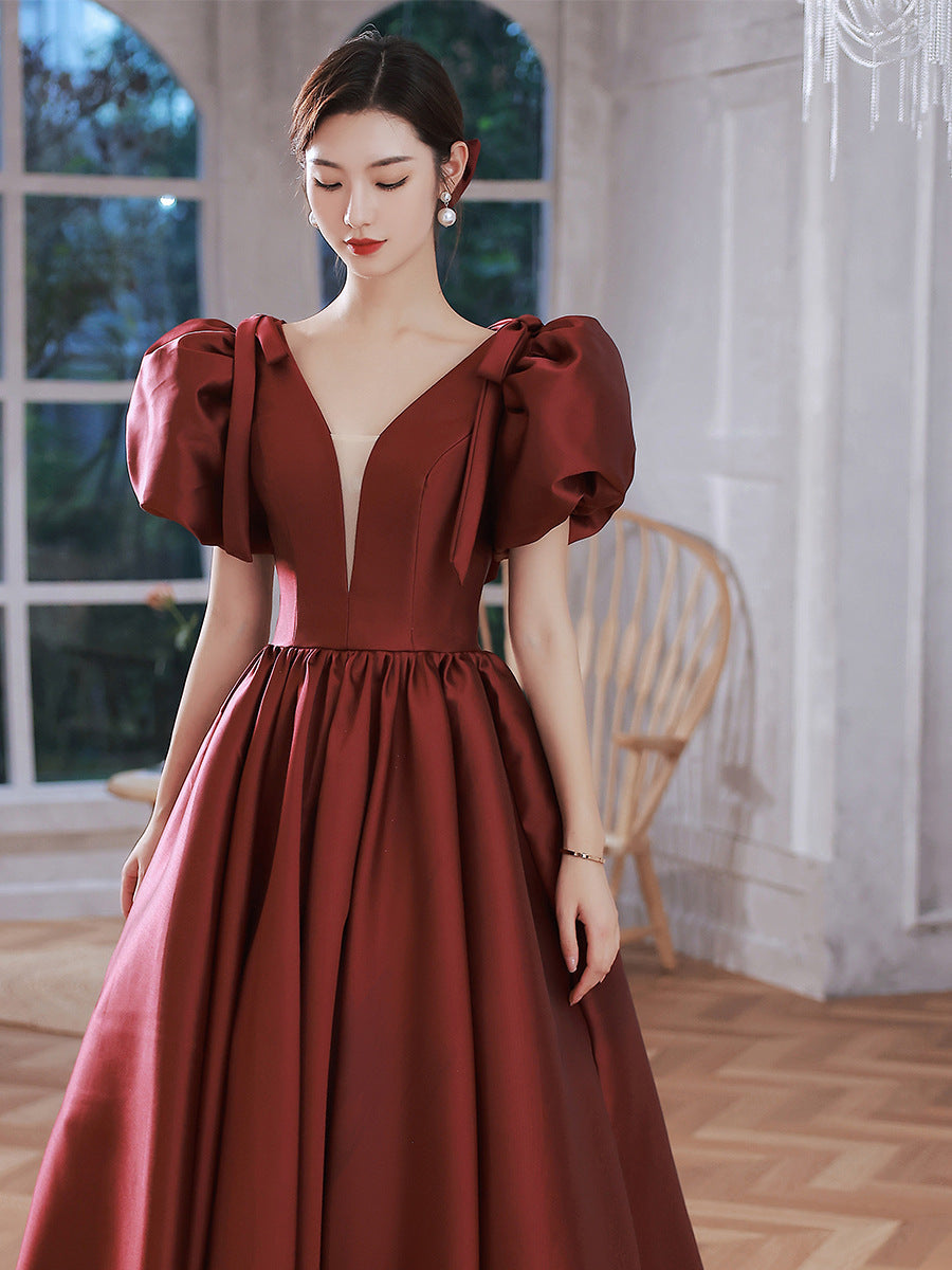 Elegant Wine Red Ball Gown Dresses-Dresses-Free Shipping at meselling99