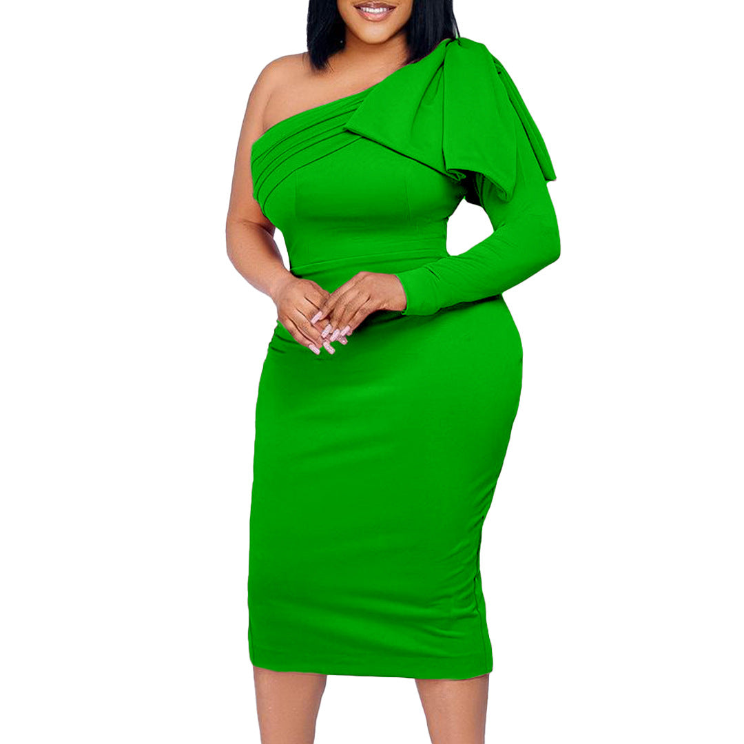 Fashion One Shoulder Sheath Women Dresses-Dresses-Free Shipping at meselling99