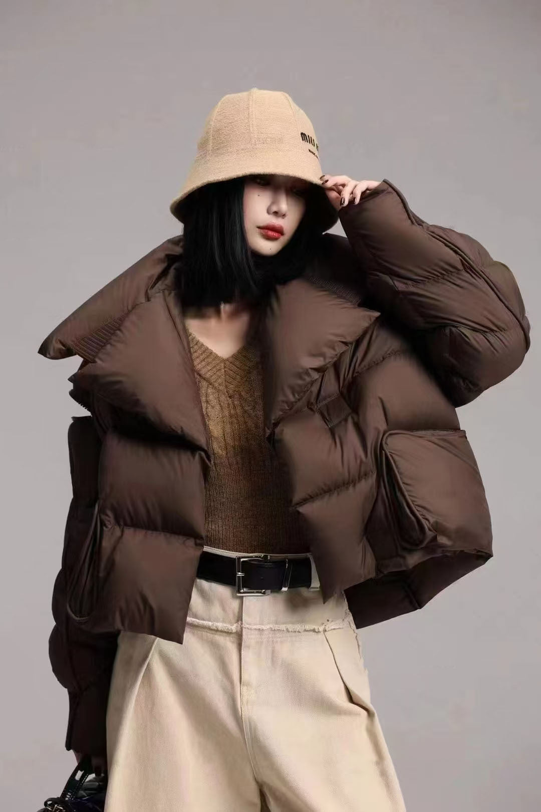 Women's Luxury Knit-Panel Down Jacket