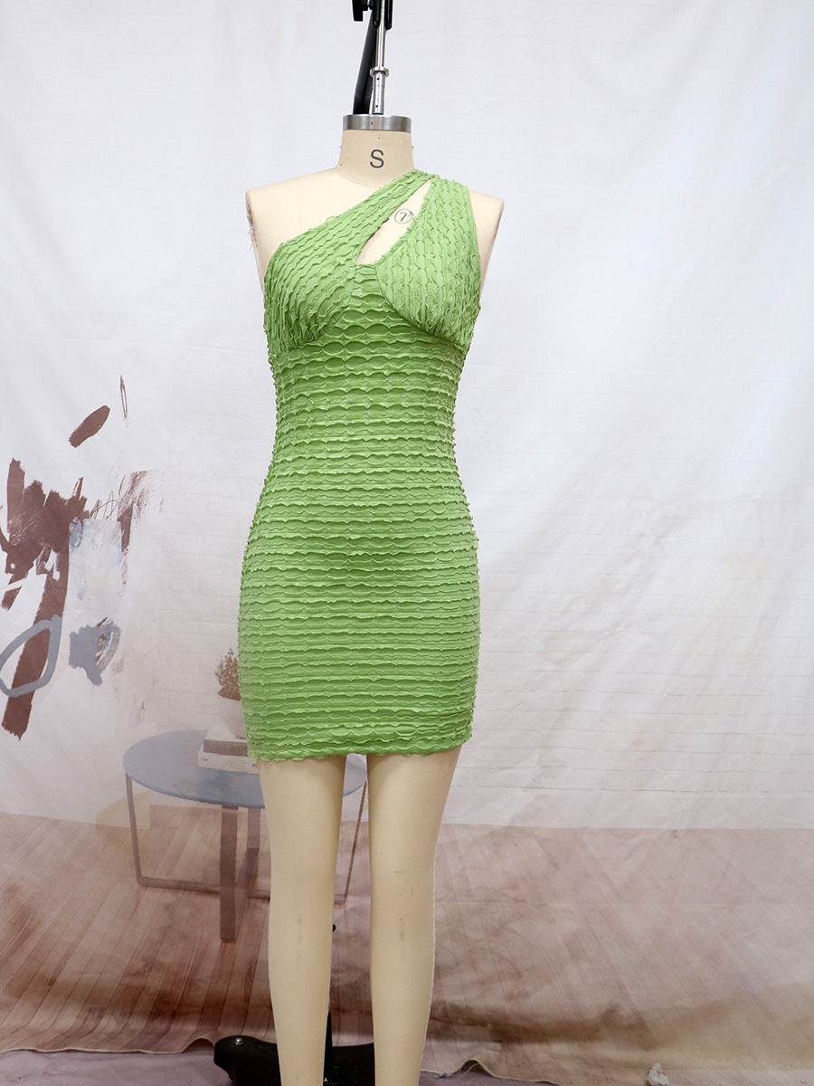 Sexy Green One Shoulder Sheath Dresses-Dresses-Green-S-Free Shipping at meselling99