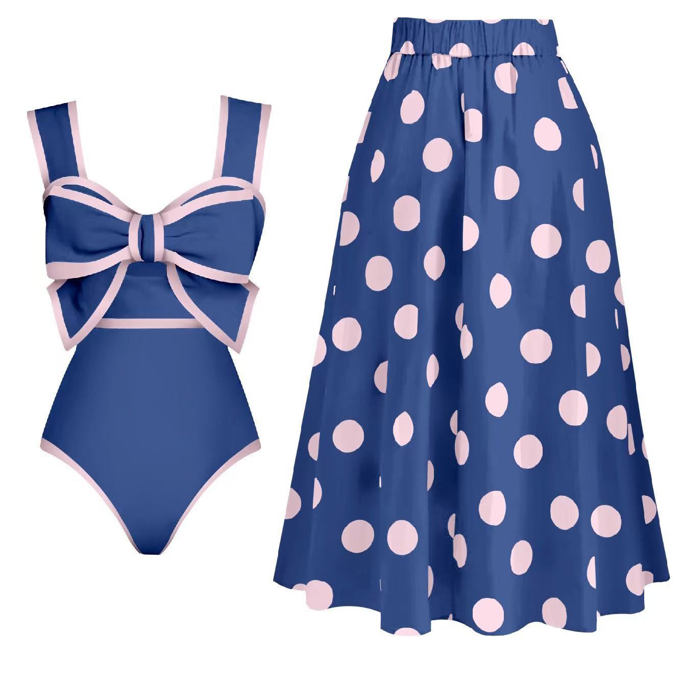 Butterfly Knot Round Skirt One-Piece Swimsuit