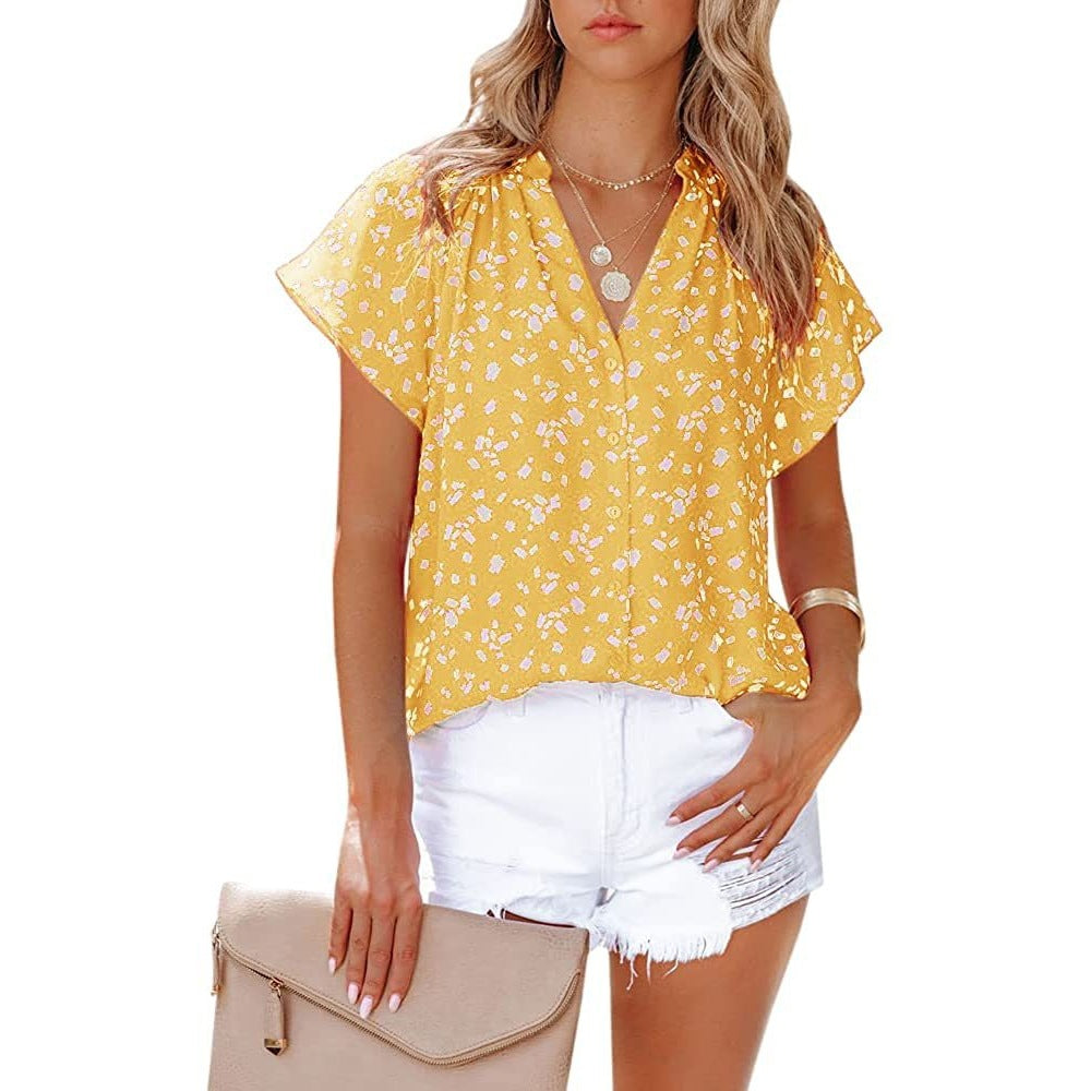 Casual Chiffon Short Sleeves Women Shirts