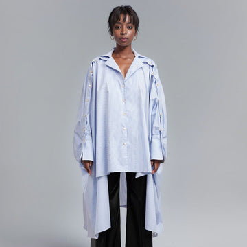 Designed Irregular Striped Long Sleeves Shirts for Women