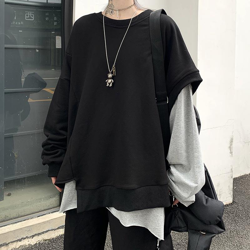 Leisure Loose Black&Gray Sweaters-STYLEGOING