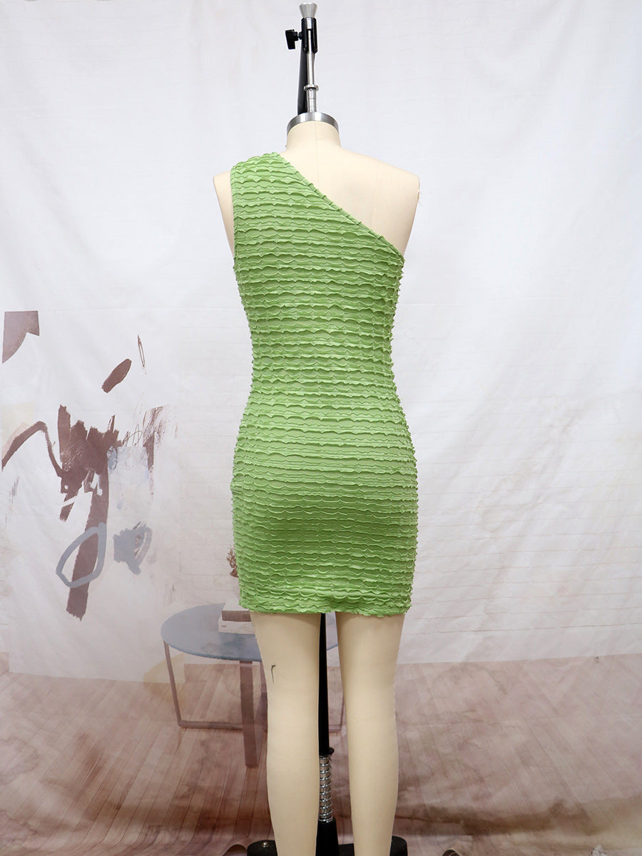 Sexy Green One Shoulder Sheath Dresses-Dresses-Free Shipping at meselling99