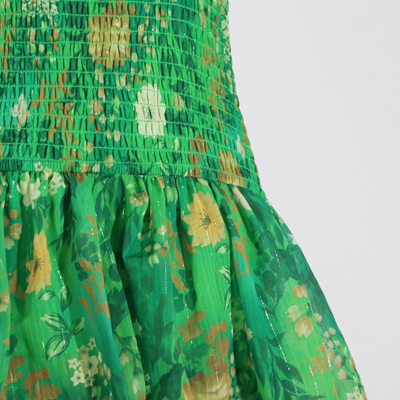 Designed Green Elegant Off-Shoulder Strapless Chiffon Maxi Dress