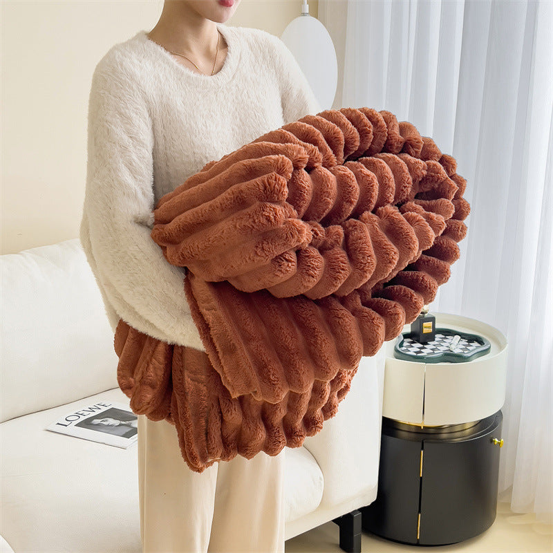 Plush Faux Rabbit Fur Blanket