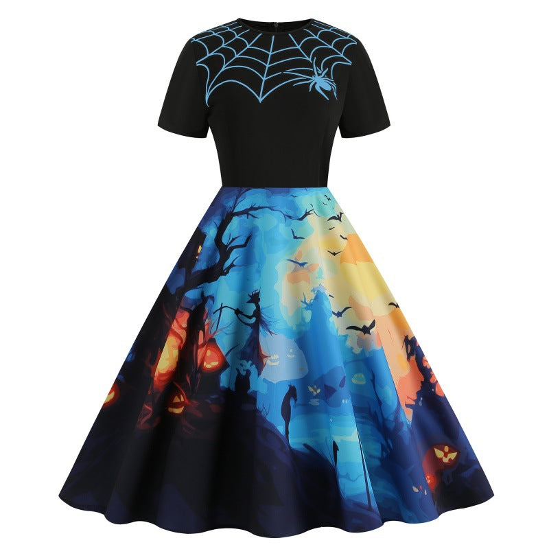 Halloween Print Fit & Flare Dress