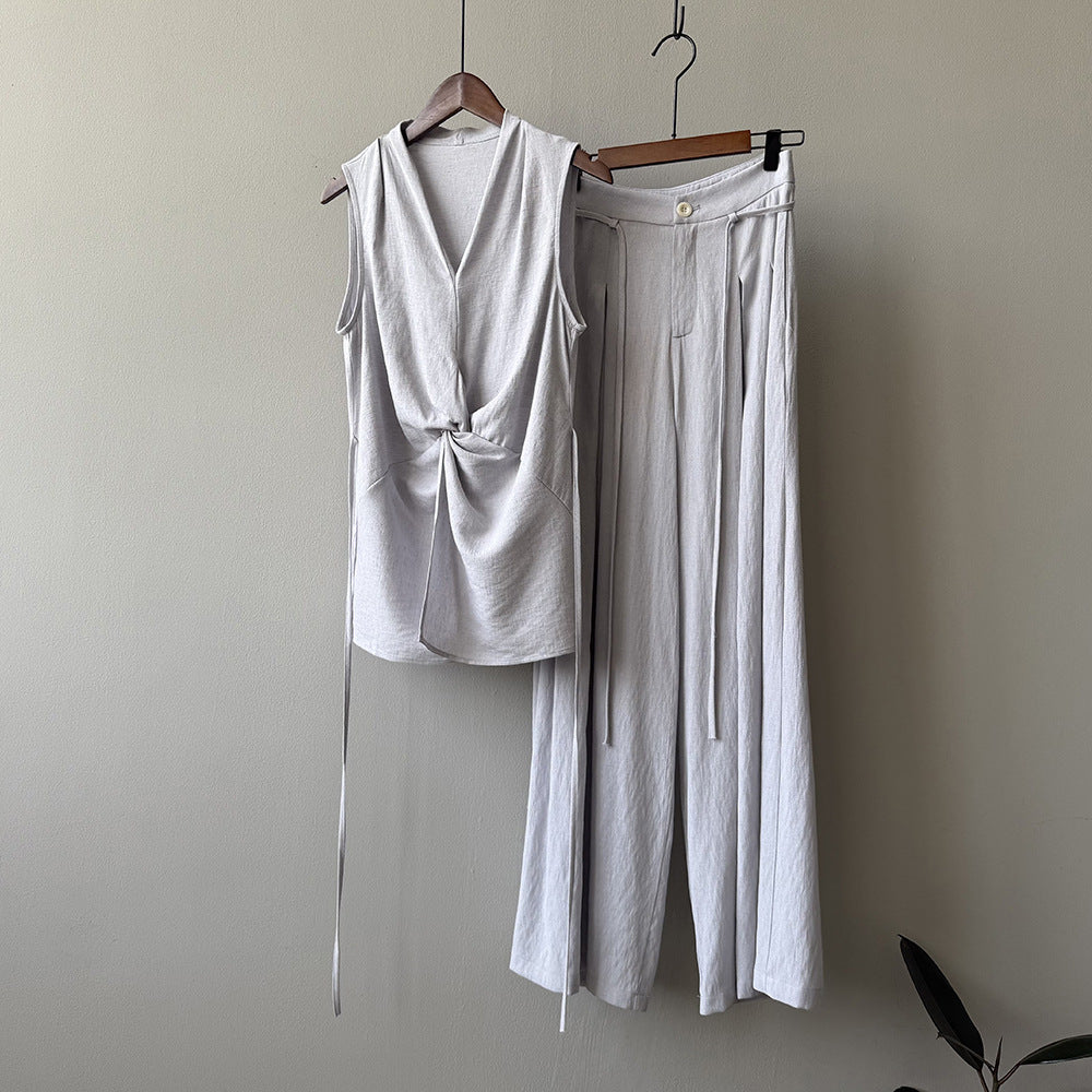 Designer Twist Knot Sleeveless Blouse Set for Women