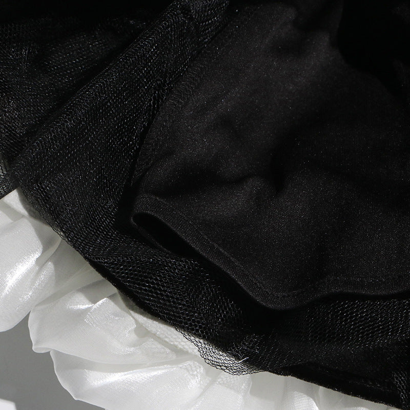 Designed Sexy Velvet Bustier Ball Gown Mini Dress with 3D White Roses