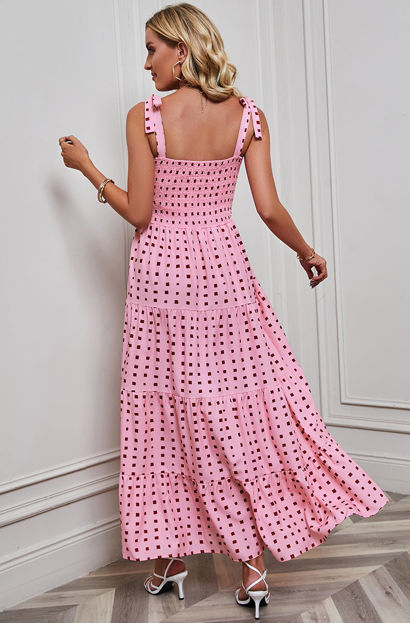 Women's Sexy Backless Print Vacation Style Strappy Dress