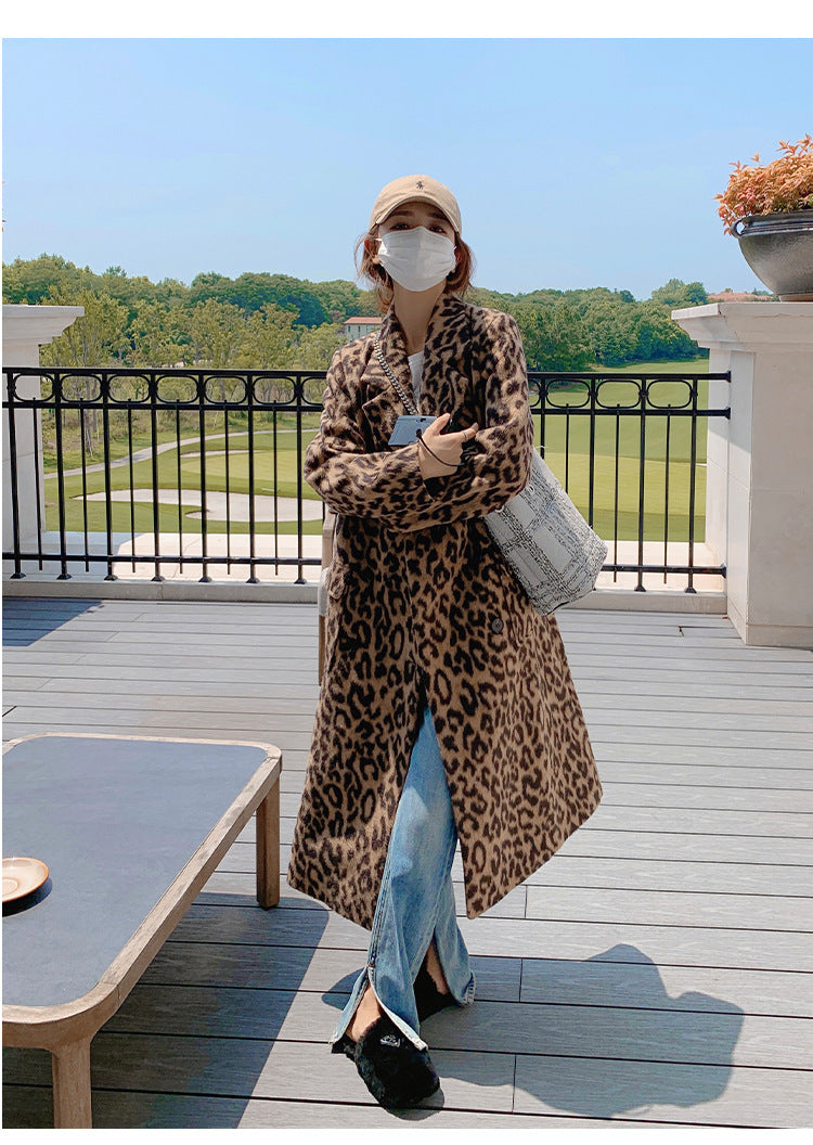 Fashion Leopard Long Overcoat for Women