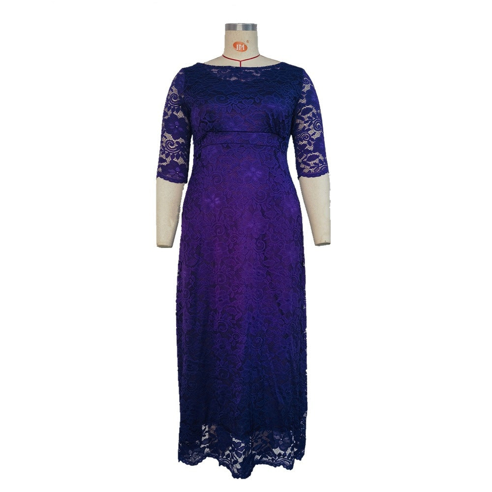Plus Size Lace Evening Gown with Pockets