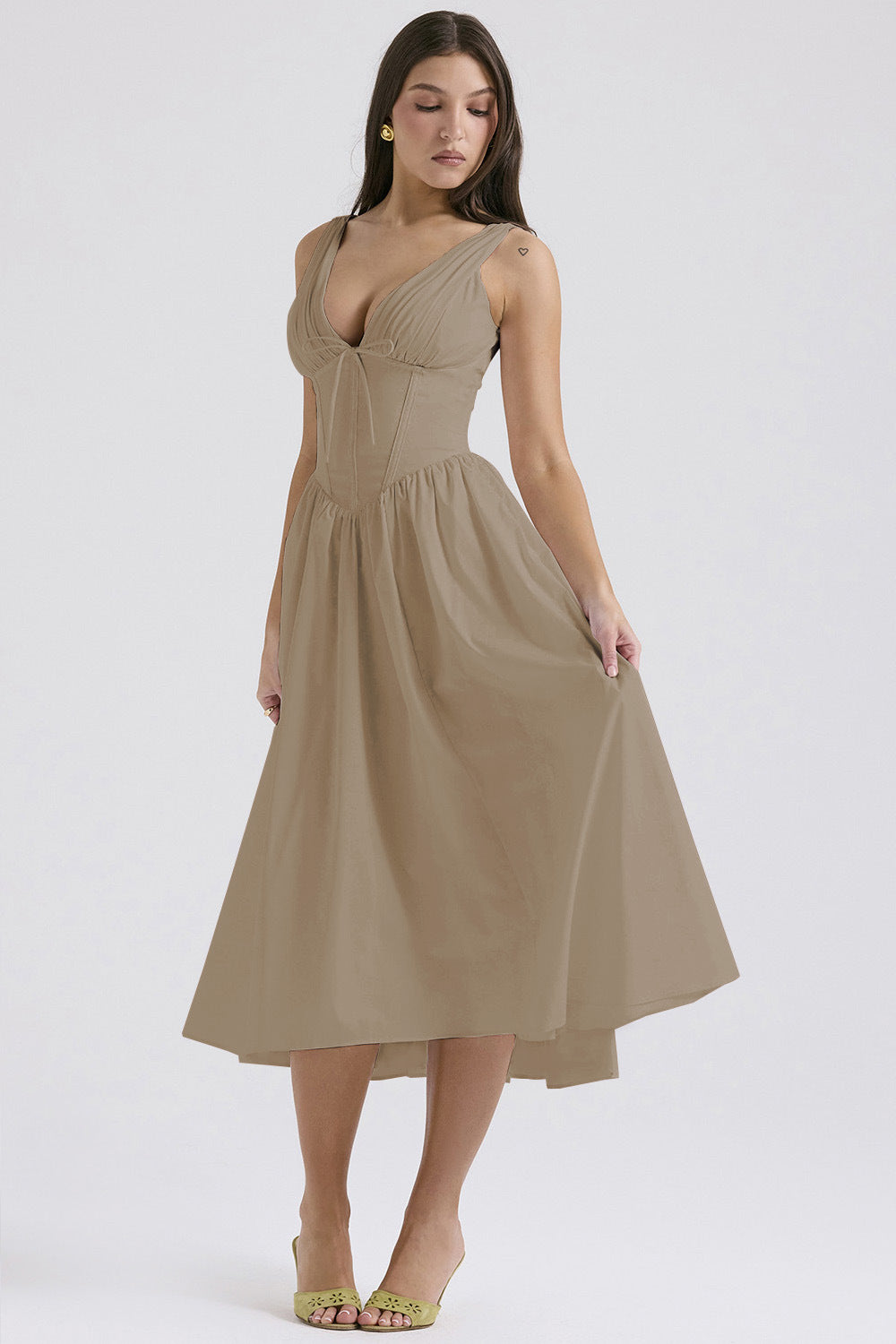 Elegant V-Neck Print Maxi Dress