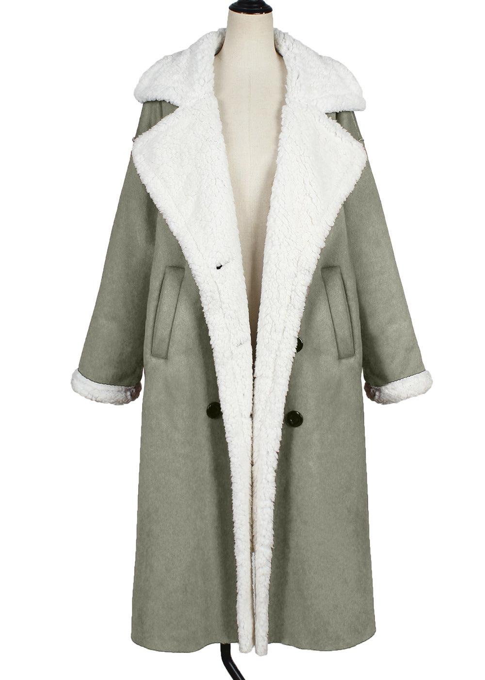 Women's Faux Leather & Fur Long Coat
