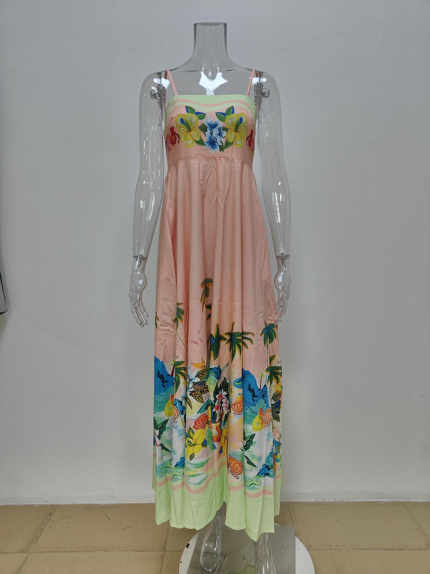 Elegant High-Waist Floral Print Sundress