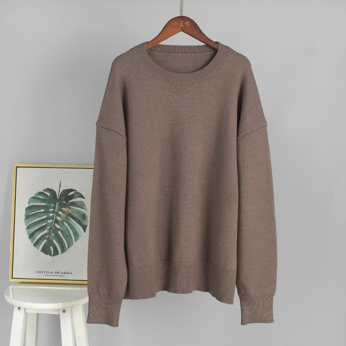 Classic Relaxed-Fit Dark Crewneck Sweater