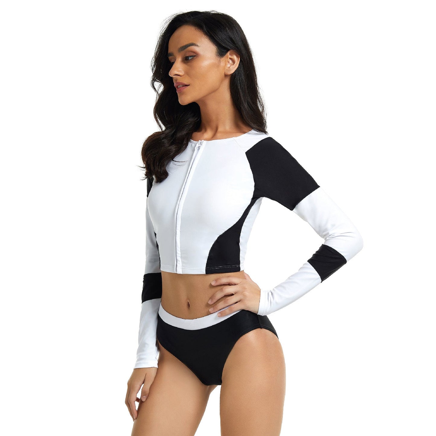 Black and Wihte Long Sleeves Surfing Wetsuits for Women