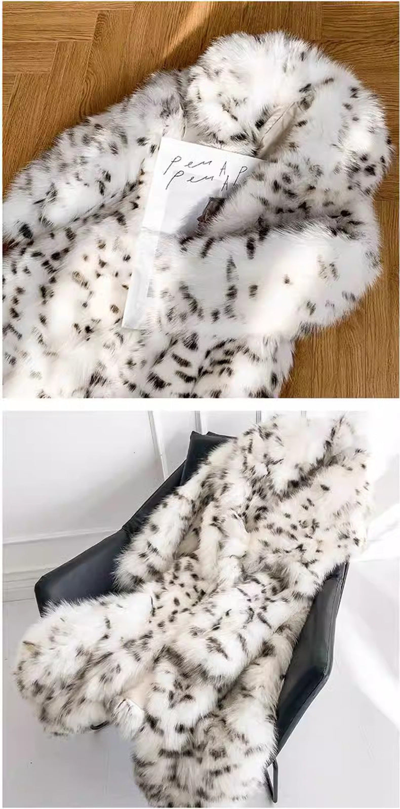 Women's Long Leopard Print Fur Coat