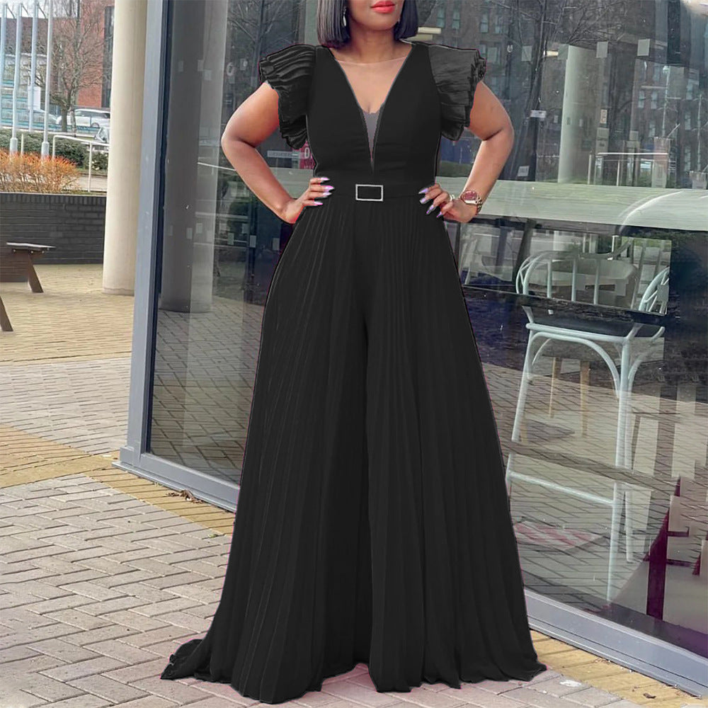 Sexy Plus Sizes Jumpsuits with Belt for Women