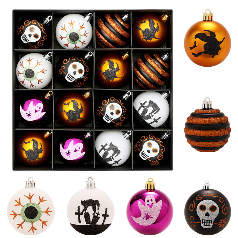 16-Pack Skull Themed Halloween Party Decorations for Home & Tree