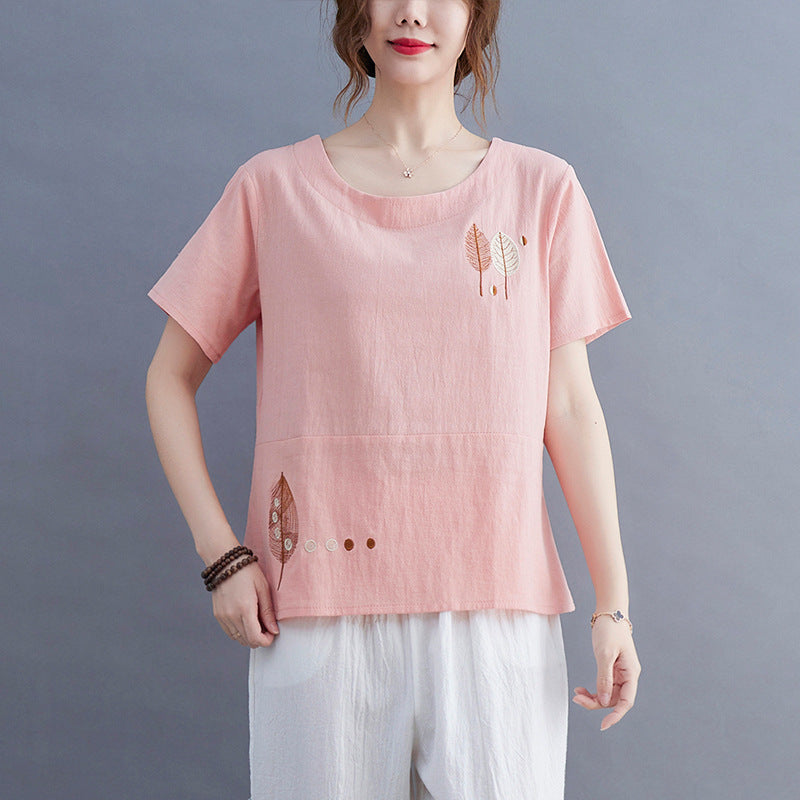 Vintage Stripe Cotton Linen T-Shirt