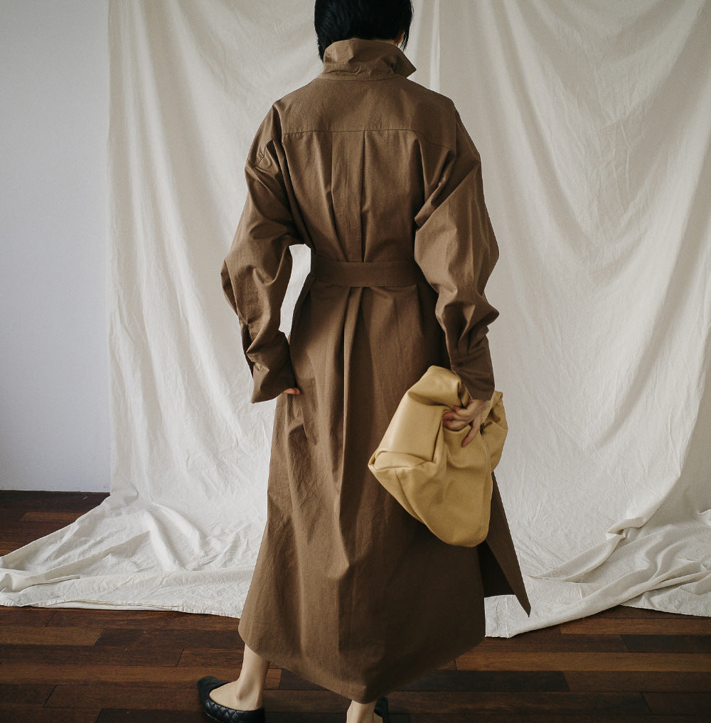 Class Bowknot Long Sleeves Maxi Shirt Dresses-Cozy Dresses-Free Shipping at meselling99