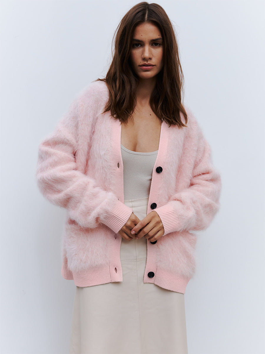 Women's Lazy Style Mink Sherpa Cardigan