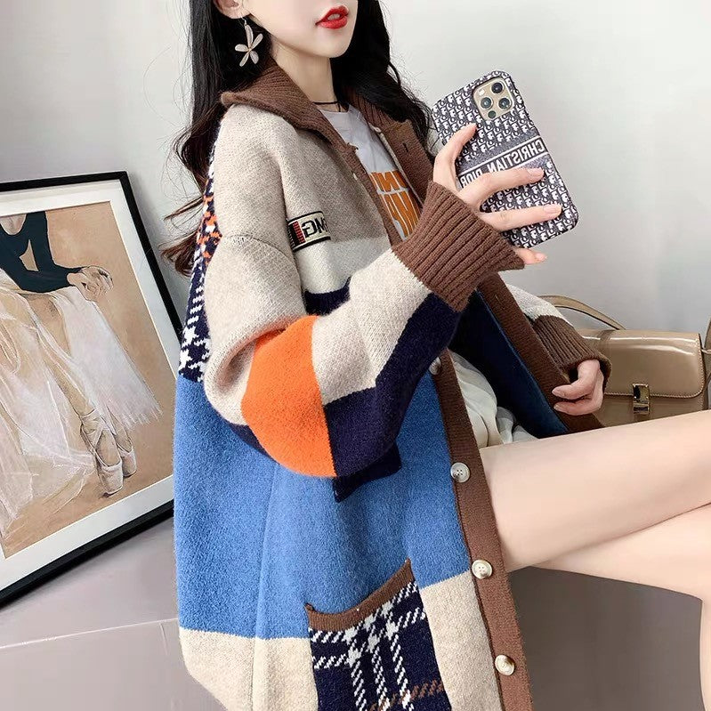 Plus Size Knit Cardigan Sweater – Loose Fit Slimming Design Women’s Top