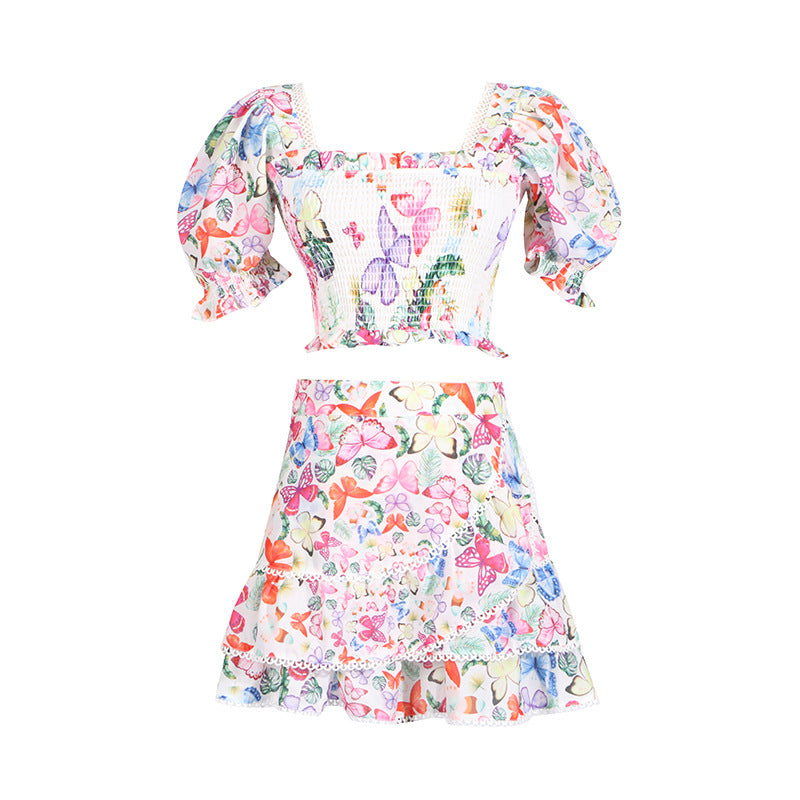 Summer Boho Vacation Style Top & Skirt Set