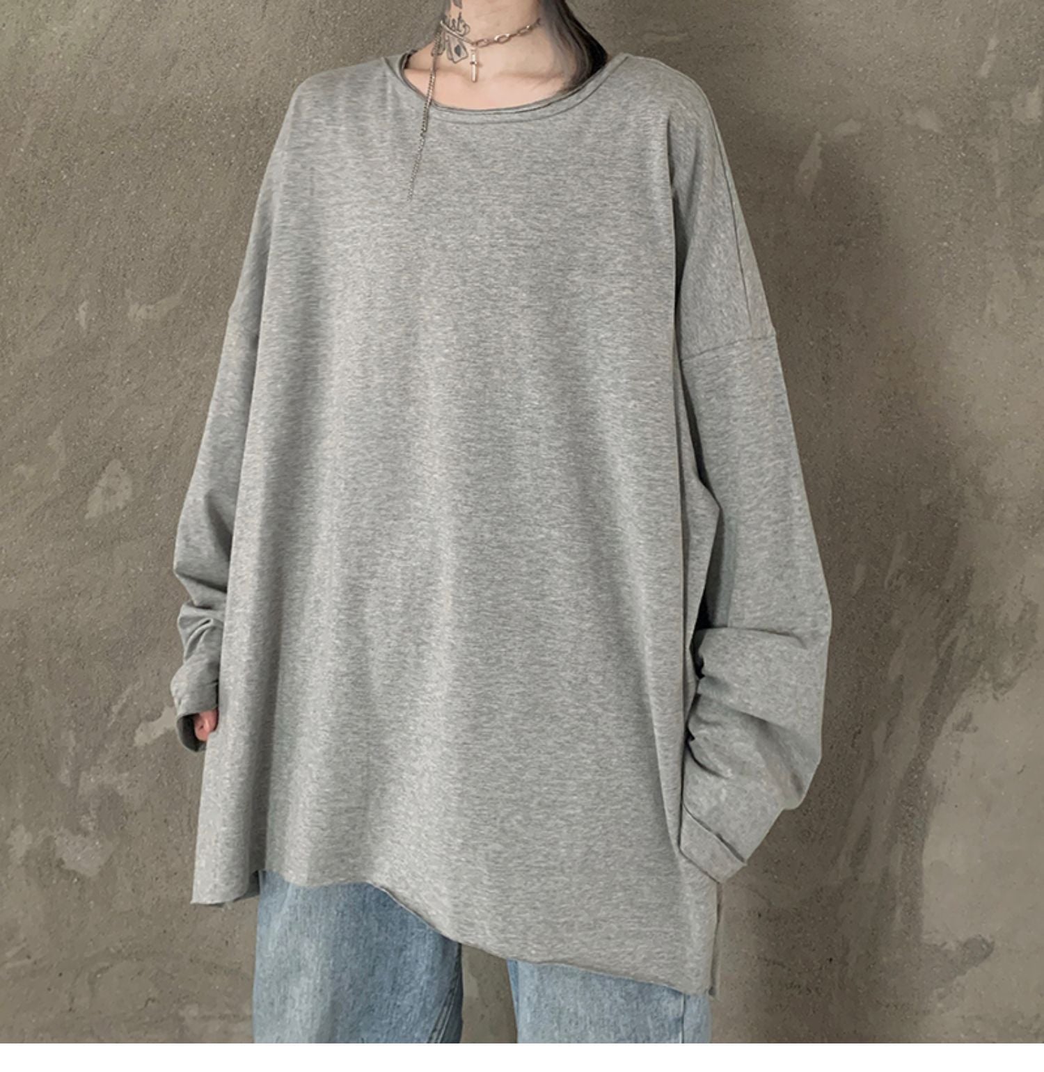 Leisure Loose Black&Gray Sweaters-STYLEGOING