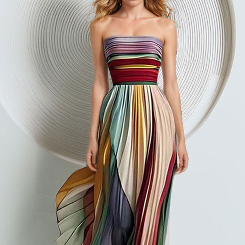 Sexy Strapless Gown Dress – Elegant Bustier Colorful Evening Dress for Women