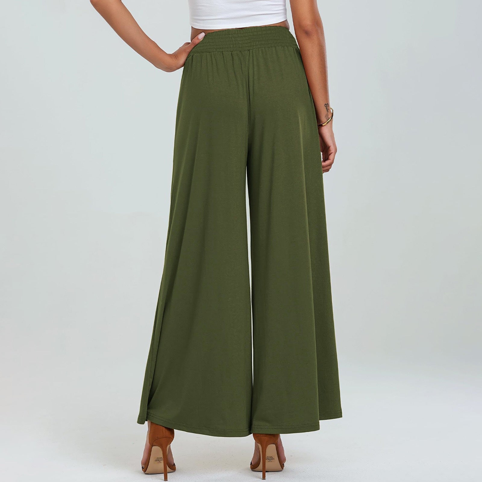 Women's High-Waisted Elastic Waist Casual Pants