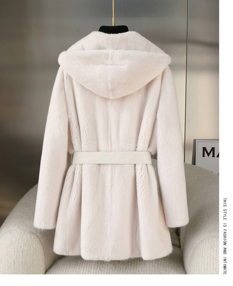 Casual Faux Fur Midi Length Jacket Coats