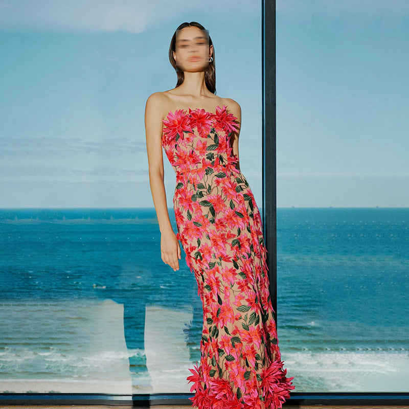 Vintage Floral Embroidered Corset Dress