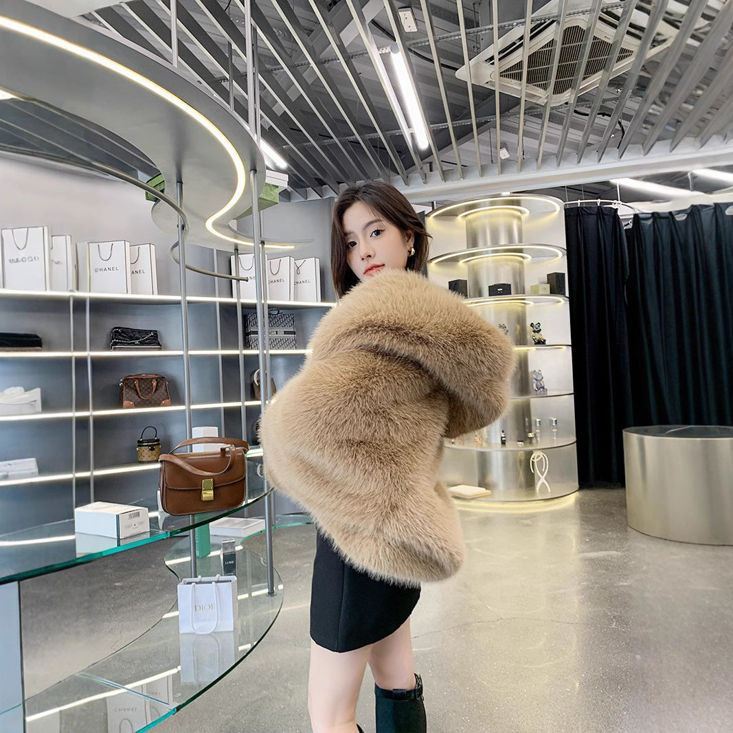 Luxurious Designed Faux Fox Fur Women Overcoats