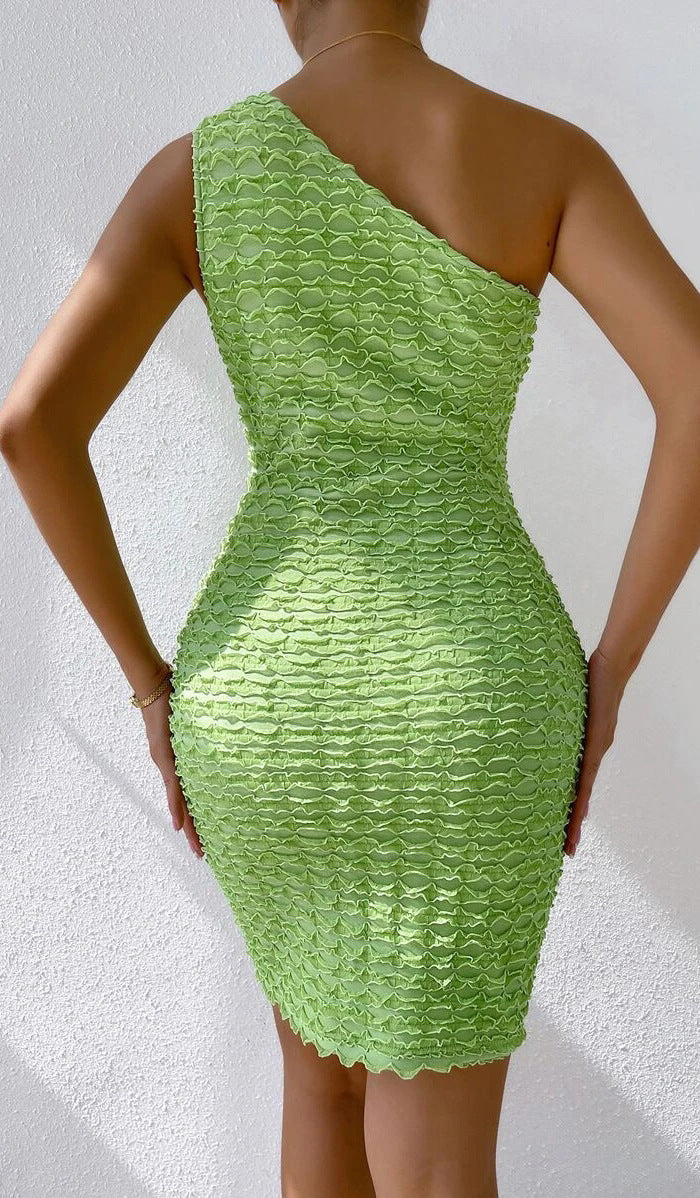 Sexy Green One Shoulder Sheath Dresses-Dresses-Free Shipping at meselling99