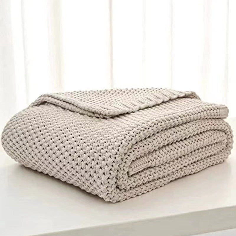 Knit Blanket – Cozy Office & Sofa Throw for AC Naps, Travel, and Home