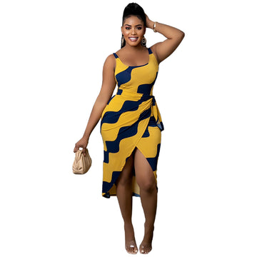 Sexy & Stylish High-Slit Print Dress – Women’s Fashion Dress with Side Slit