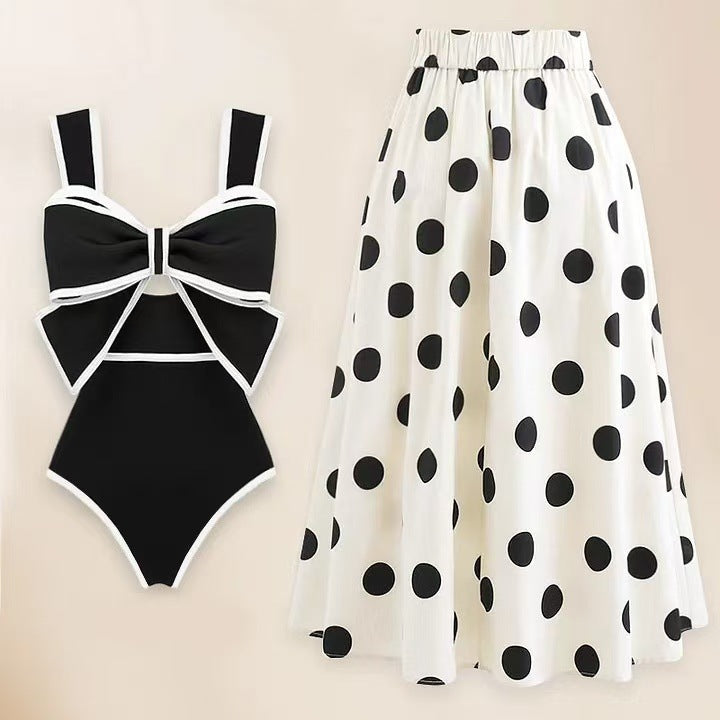 Butterfly Knot Round Skirt One-Piece Swimsuit