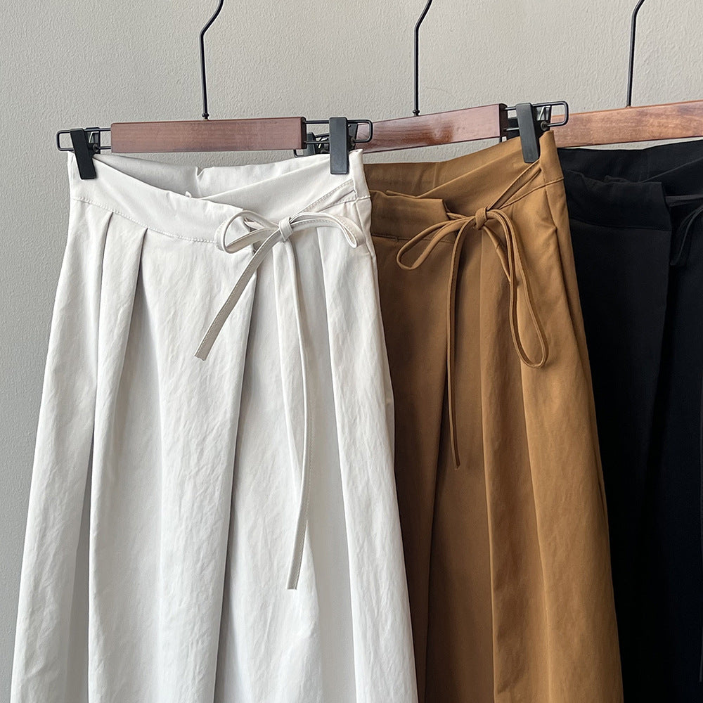 Designer Asymmetric Wrap-Waist Wide Leg Pants