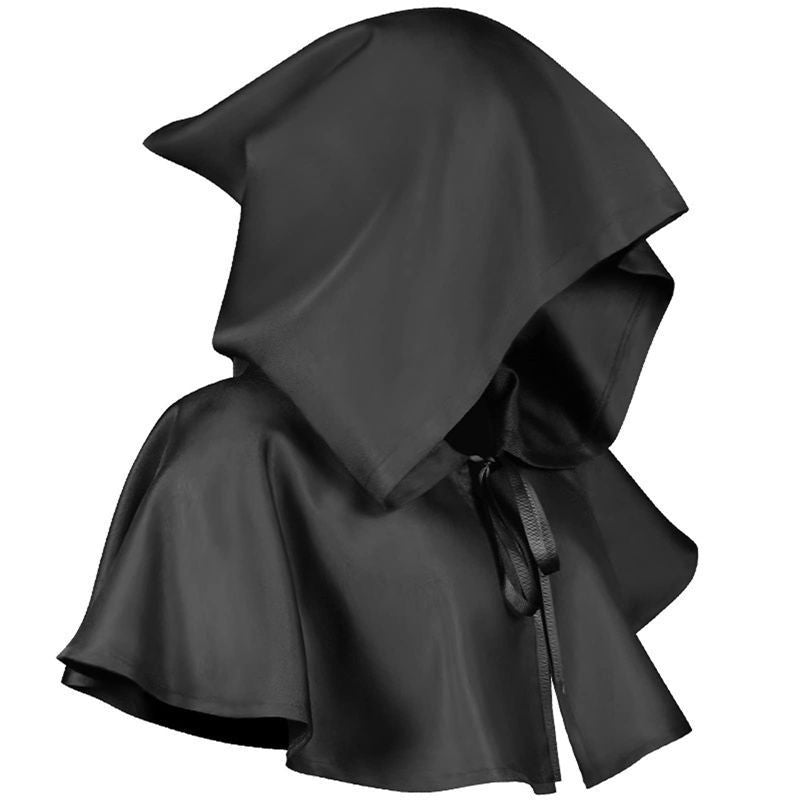 Halloween Men's Black Medieval Hooded Cloak 3pcs/Set