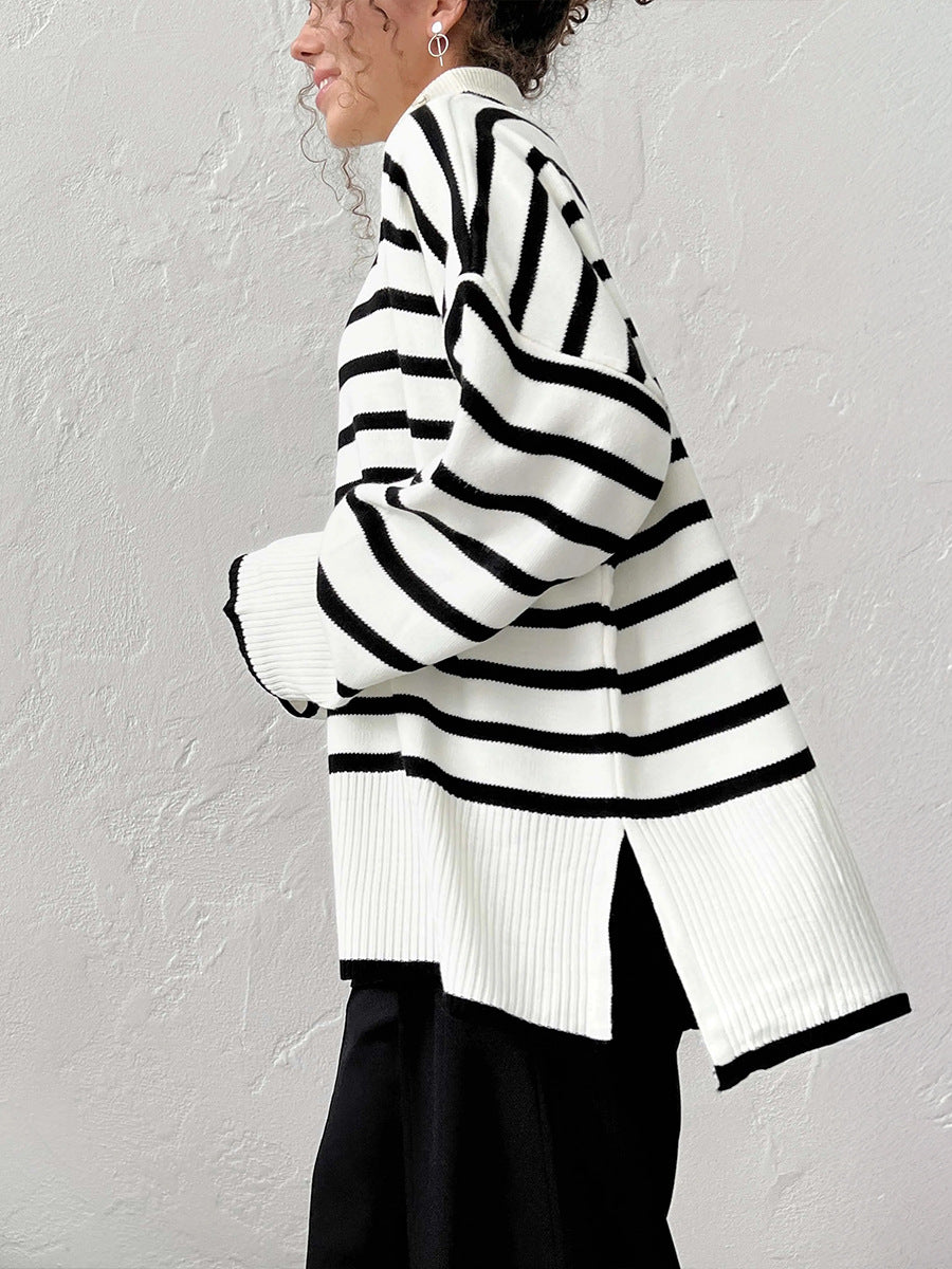 Women's Striped Turtleneck Sweater