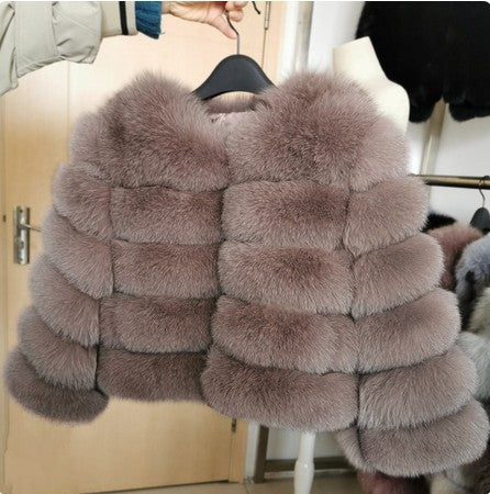 Women's Thickened Faux Fox Fur Spliced Winter Coat