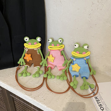 The "Goofy Gulp" Frog Crossbody Bag | Handmade Crochet Phone Pouch