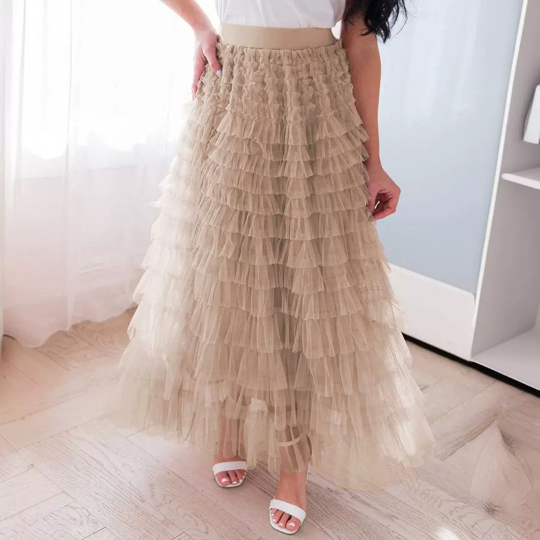 Fashion Elegant High Waist Tulle Cake Skirts for Women