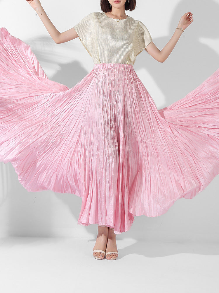 Elegant High-Waisted Solid Color Maxi Skirt